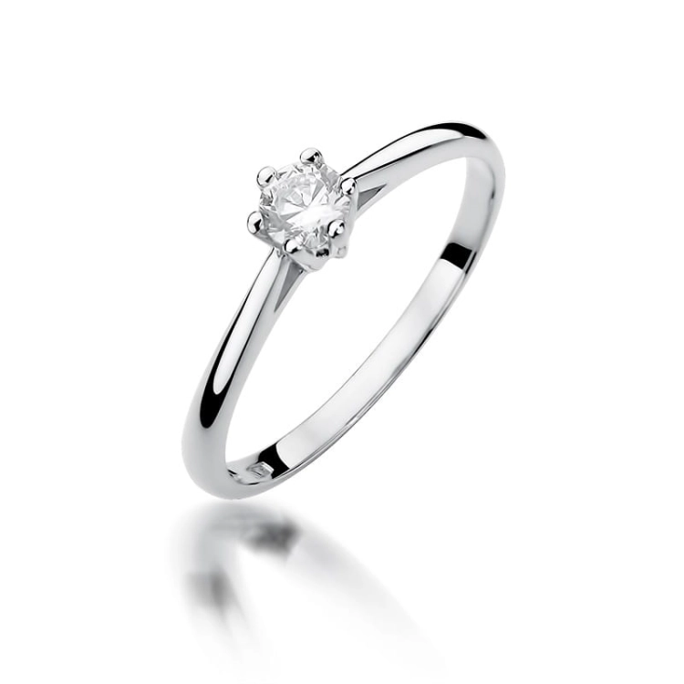 Pierścionek zaręczynowy z białego złota z diamentem 0,15ct Fire Of Love