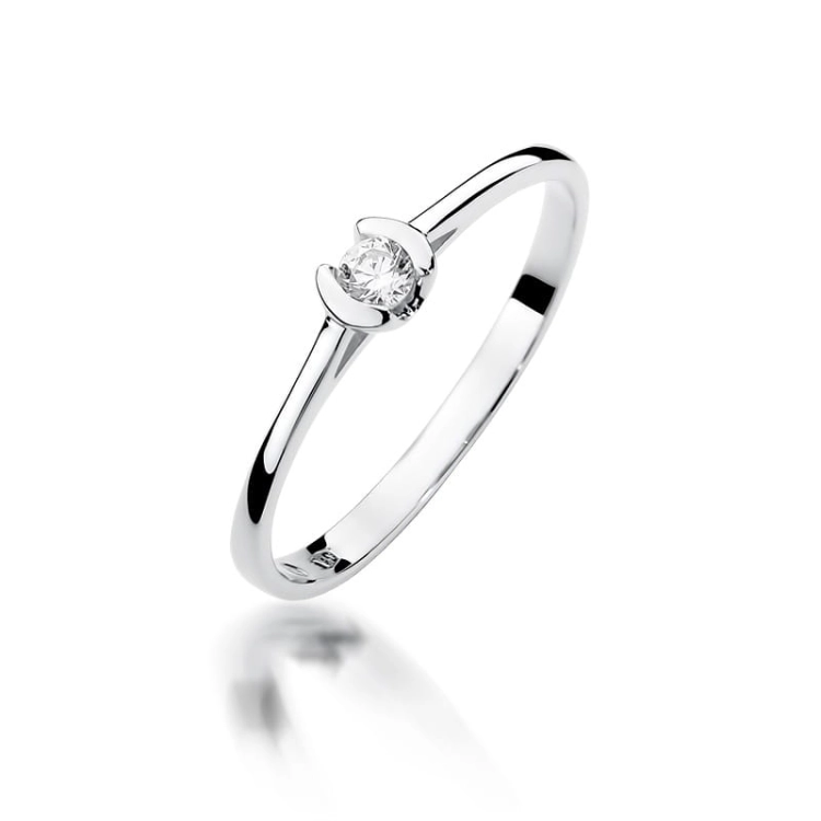 Pierścionek zaręczynowy z białego złota z diamentem 0,09ct Fire Of Love