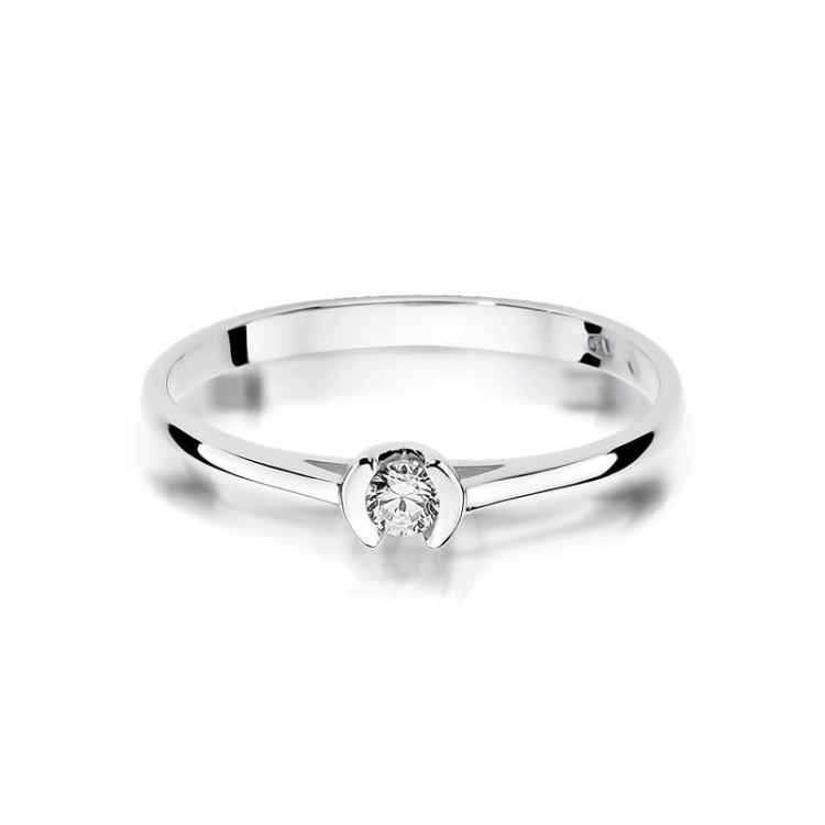 Pierścionek zaręczynowy z białego złota z diamentem 0,09ct Fire Of Love
