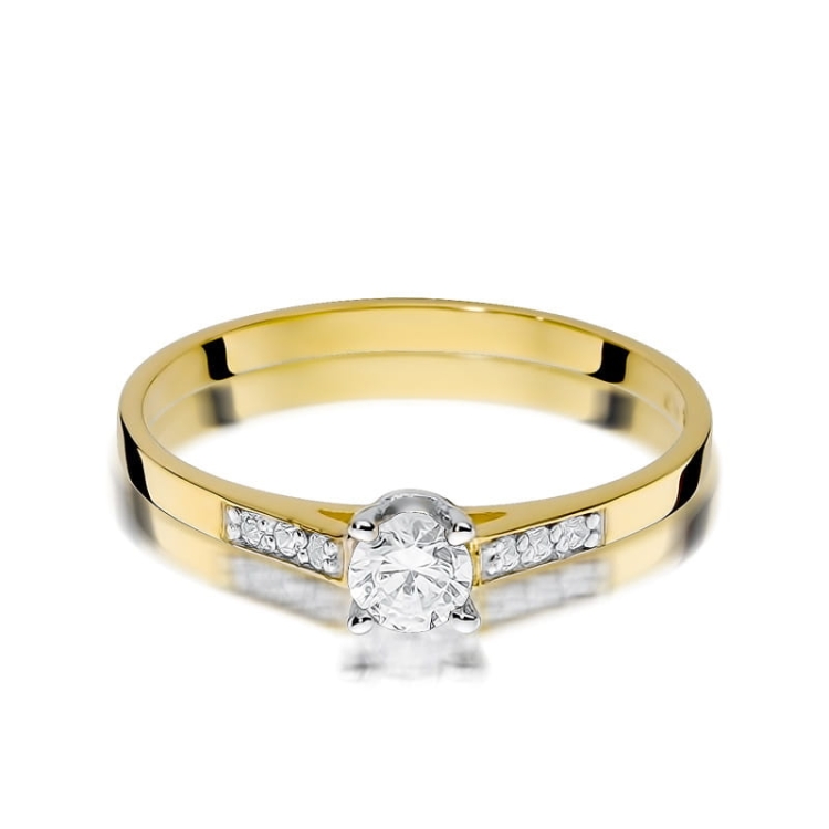 Pierścionek zaręczynowy z żółtego złota z diamentami 0,21ct Fire Of Love