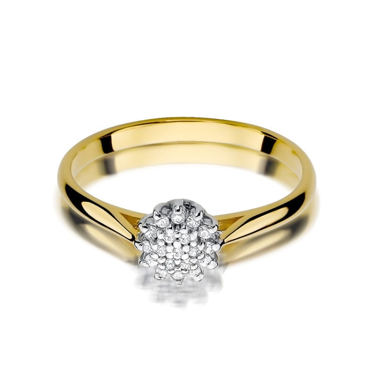 Pierścionek zaręczynowy z żółtego złota z diamentami 0,10ct Fire Of Love