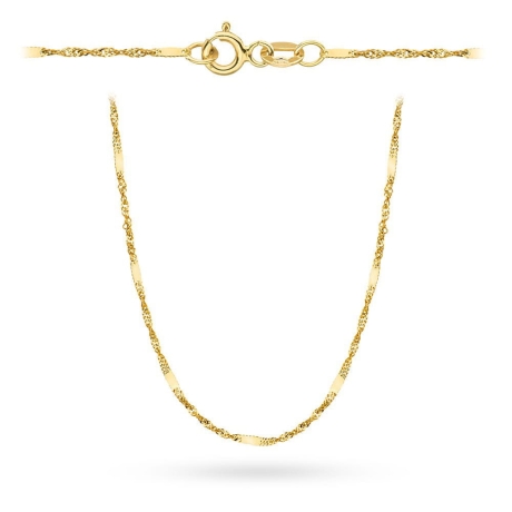 Przejdź do produktu Łańcuszek złoty - singapur z blaszką - 50cm - 1,2mm (waga: 2,87g)