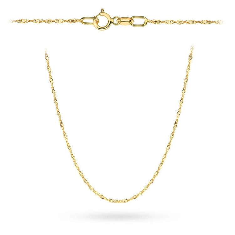 Łańcuszek złoty - singapur - 50cm - 1,0mm (waga: 1,45g)