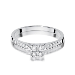 Pierścionek zaręczynowy z białego złota z diamentami 0,16ct Fire Of Love
