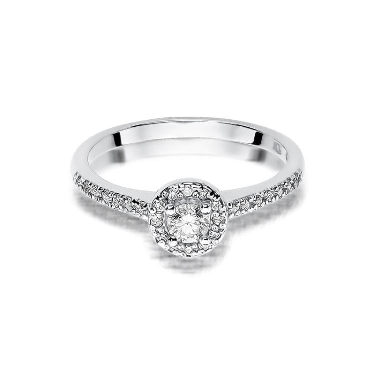 Pierścionek zaręczynowy z białego złota z diamentami 0,28ct Fire Of Love