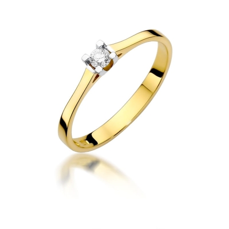 Przejdź do produktu Pierścionek zaręczynowy z żółtego złota z diamentem 0,09ct Fire Of Love 