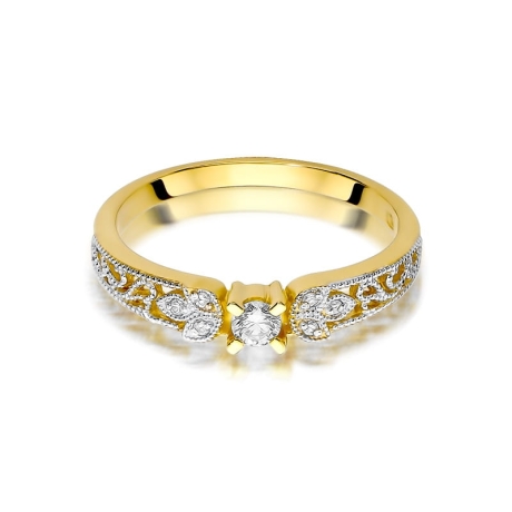 Przejdź do produktu Pierścionek zaręczynowy z żółtego złota z diamentami 0,13ct Fire Of Love