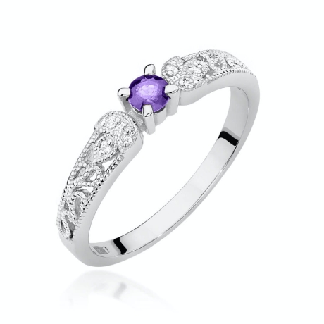Przejdź do produktu Pierścionek zaręczynowy z białego złota z tanzanitem i diamentami 0,03ct Fire Of Love
