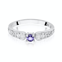 Pierścionek zaręczynowy z białego złota z tanzanitem i diamentami 0,03ct Fire Of Love