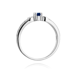 Pierścionek zaręczynowy z białego złota z szafirem i diamentami 0,03ct Fire Of Love