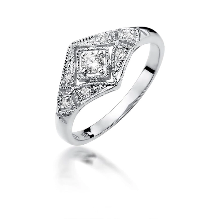 Pierścionek zaręczynowy z białego złota z brylantami 0,19ct Fire Of Love