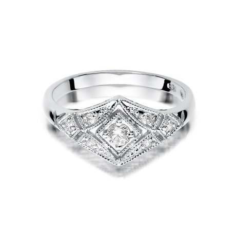Przejdź do produktu Pierścionek zaręczynowy z białego złota z brylantami 0,19ct Fire Of Love 
