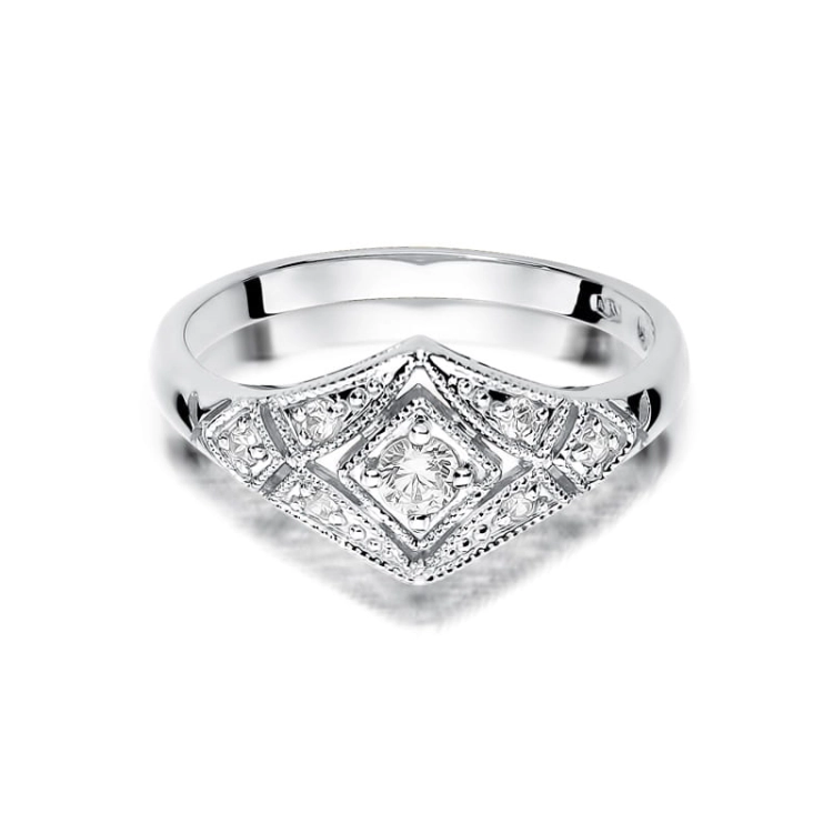 Pierścionek zaręczynowy z białego złota z brylantami 0,19ct Fire Of Love