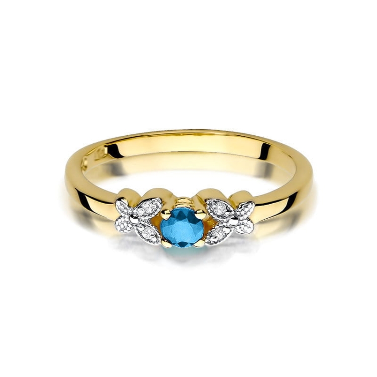 Pierścionek zaręczynowy z żółtego złota z topazem i diamentami 0,02ct Fire Of Love