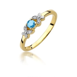 Pierścionek zaręczynowy z żółtego złota z topazem i diamentami 0,02ct Fire Of Love