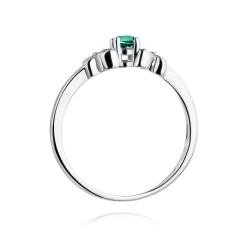 Pierścionek zaręczynowy z białego złota z szmaragdem i diamentami 0,02ct Fire Of Love