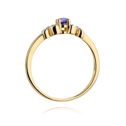 Pierścionek zaręczynowy z żółtego złota z tanzanitem i diamentami 0,02ct Fire Of Love