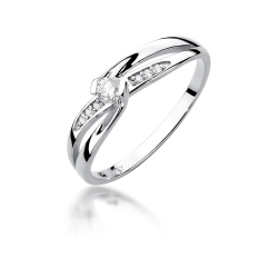 Pierścionek zaręczynowy z białego złota z diamentami 0,13ct Fire Of Love