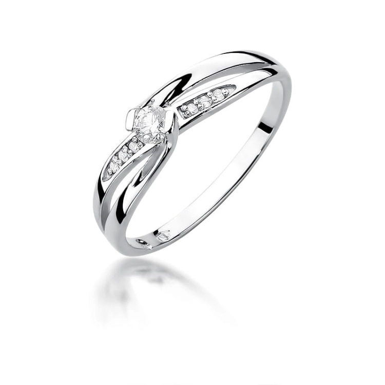 Pierścionek zaręczynowy z białego złota z diamentami 0,13ct Fire Of Love