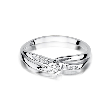 Przejdź do produktu Pierścionek zaręczynowy z białego złota z diamentami 0,13ct Fire Of Love