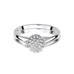 Pierścionek zaręczynowy z białego złota z diamentami 0,11ct Fire Of Love