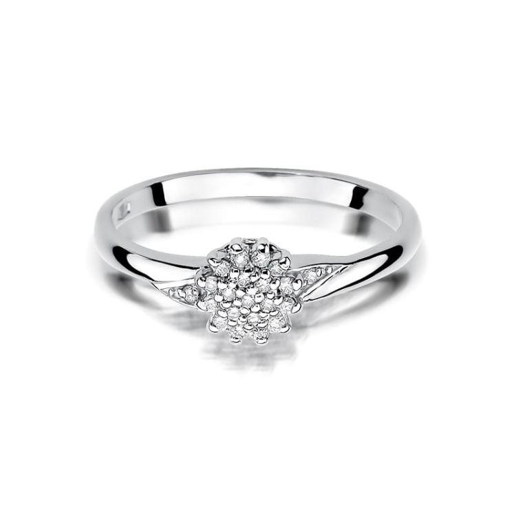 Pierścionek zaręczynowy z białego złota z diamentami 0,11ct Fire Of Love