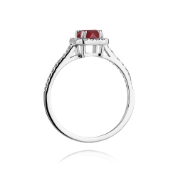 Pierścionek zaręczynowy z białego złota z rubinem i diamentami 0,22ct Fire Of Love