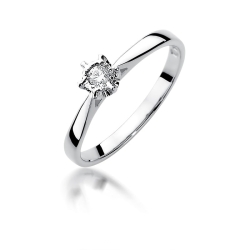 Pierścionek zaręczynowy z białego złota z diamentem 0,05ct Fire Of Love