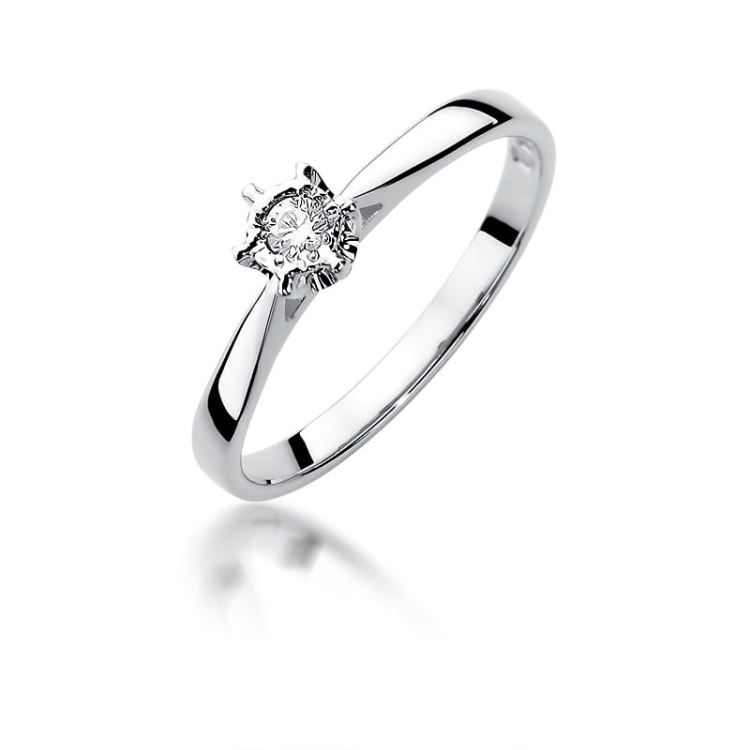 Pierścionek zaręczynowy z białego złota z diamentem 0,05ct Fire Of Love