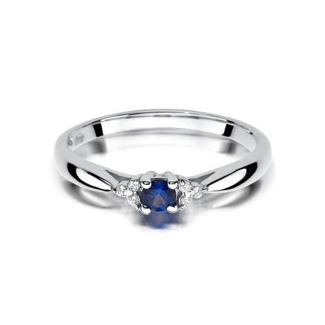 Przejdź do produktu Pierścionek zaręczynowy z białego złota z szafirem i diamentami 0,03ct Fire Of Love 