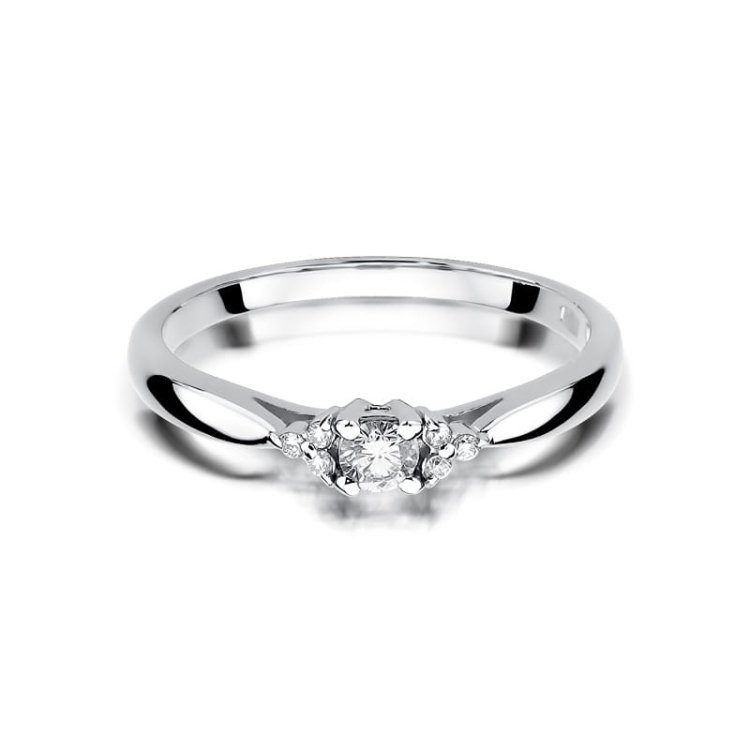 Pierścionek zaręczynowy z białego złota z diamentami 0,13ct Fire Of Love