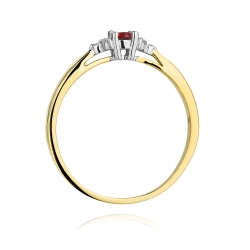 Pierścionek zaręczynowy z żółtego złota z rubinem i diamentami 0,03ct Fire Of Love