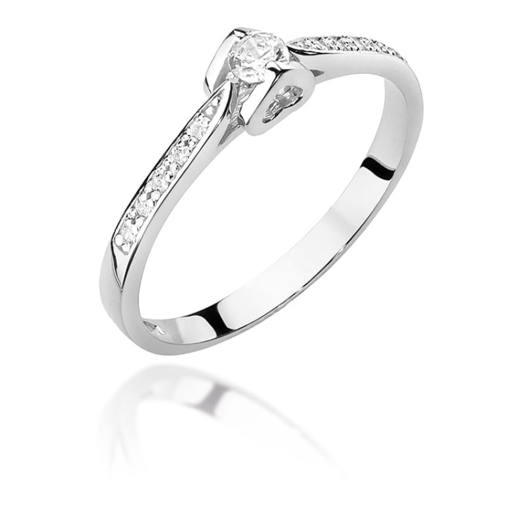 Pierścionek zaręczynowy z białego złota z diamentami 0,15ct Fire Of Love