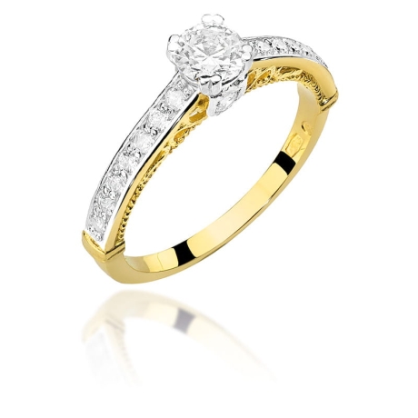 Przejdź do produktu Pierścionek zaręczynowy z żółtego złota z diamentami 0,56ct Fire Of Love