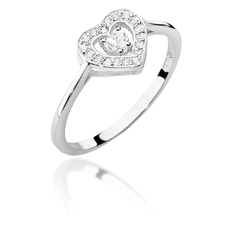 Pierścionek zaręczynowy z białego złota z diamentami 0,19ct Fire Of Love