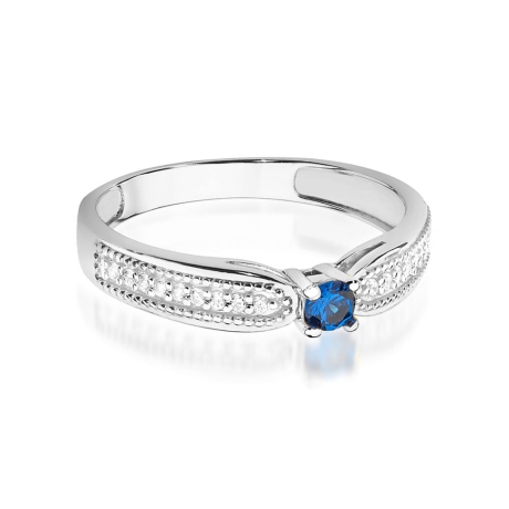 Przejdź do produktu Pierścionek zaręczynowy z białego złota z szafirem i diamentami 0,09ct Fire Of Love