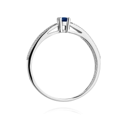 Pierścionek zaręczynowy z białego złota z szafirem i diamentami 0,09ct Fire Of Love