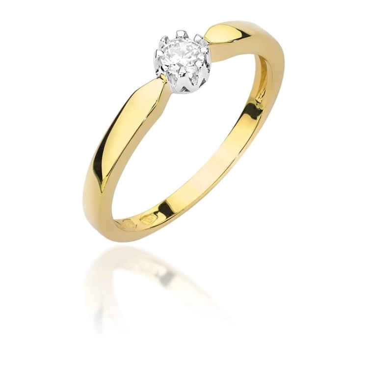 Pierścionek zaręczynowy z żółtego złota z diamentem 0,15ct Fire Of Love