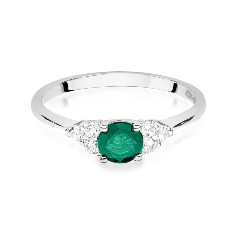 Przejdź do produktu Pierścionek zaręczynowy z białego złota z szmaragdem i diamentami 0,18ct Fire Of Love