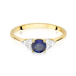 Pierścionek zaręczynowy z żółtego złota z szafirem i diamentami 0,18ct Fire Of Love