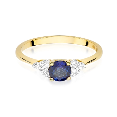 Przejdź do produktu Pierścionek zaręczynowy z żółtego złota z szafirem i diamentami 0,18ct Fire Of Love 