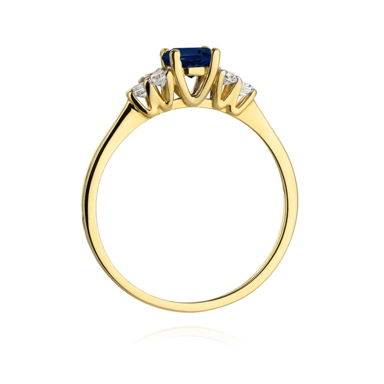 Pierścionek zaręczynowy z żółtego złota z szafirem i diamentami 0,18ct Fire Of Love