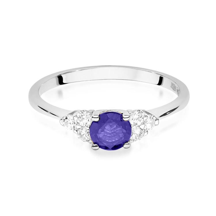 Pierścionek zaręczynowy z białego złota z tanzanitem i diamentami 0,18ct Fire Of Love