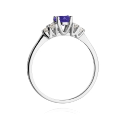 Pierścionek zaręczynowy z białego złota z tanzanitem i diamentami 0,18ct Fire Of Love