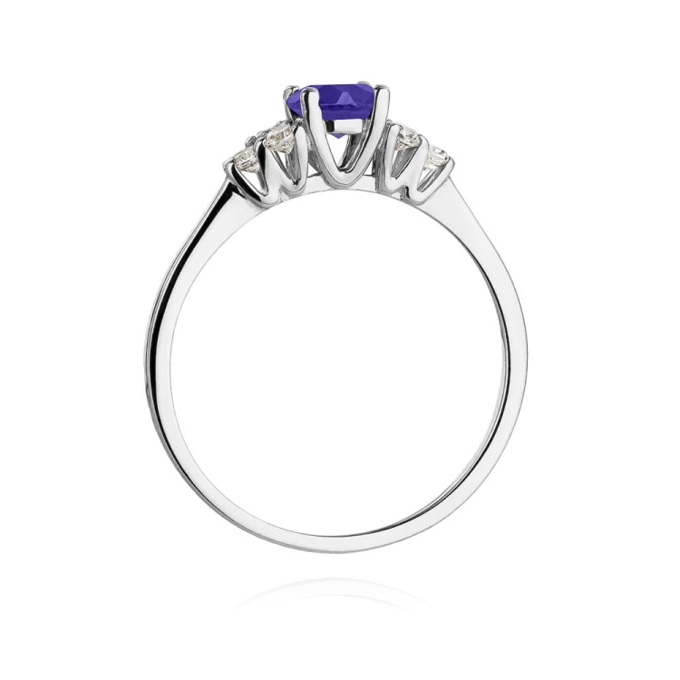 Pierścionek zaręczynowy z białego złota z tanzanitem i diamentami 0,18ct Fire Of Love