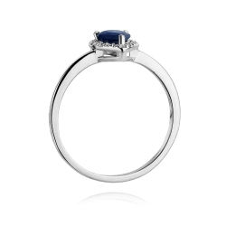 Pierścionek zaręczynowy z białego złota z szafirem i diamentami 0,11ct Fire Of Love