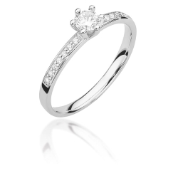 Pierścionek zaręczynowy z białego złota z diamentami 0,37ct Fire Of Love