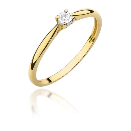 Przejdź do produktu Pierścionek zaręczynowy z żółtego złota z diamentem 0,01ct Fire Of Love