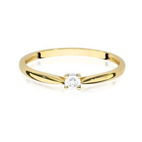Przejdź do produktu Pierścionek zaręczynowy z żółtego złota z diamentem 0,01ct Fire Of Love