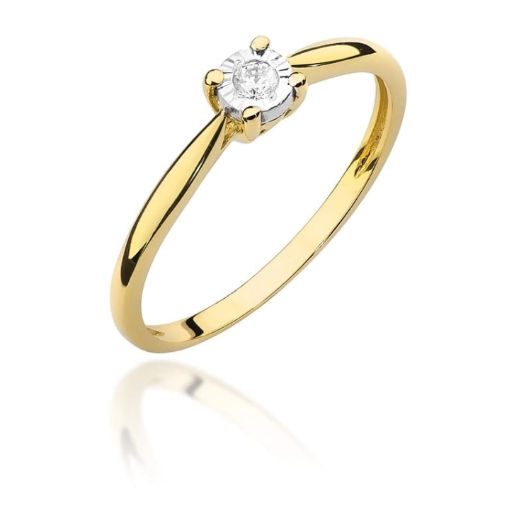 Pierścionek zaręczynowy z żółtego złota z diamentem 0,08ct Fire Of Love